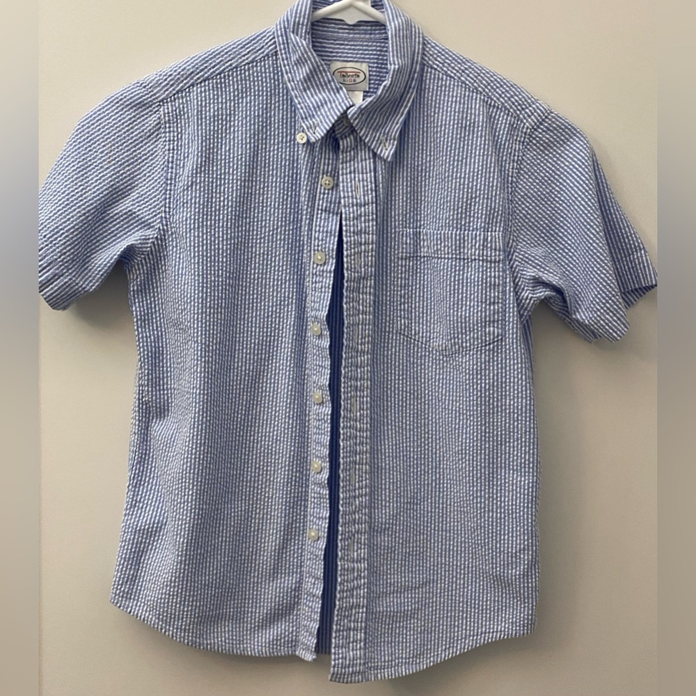 Talbots Blue and White Button Down Shirt with Classic Collar